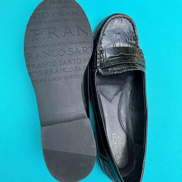 Franco Sarto Croco-Embossed Patent Leather Penny Loafers - Picture 2 of 5